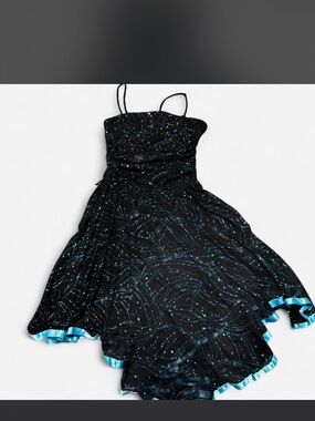 Taboo Black & blue dress with Teal Sequin Speckles